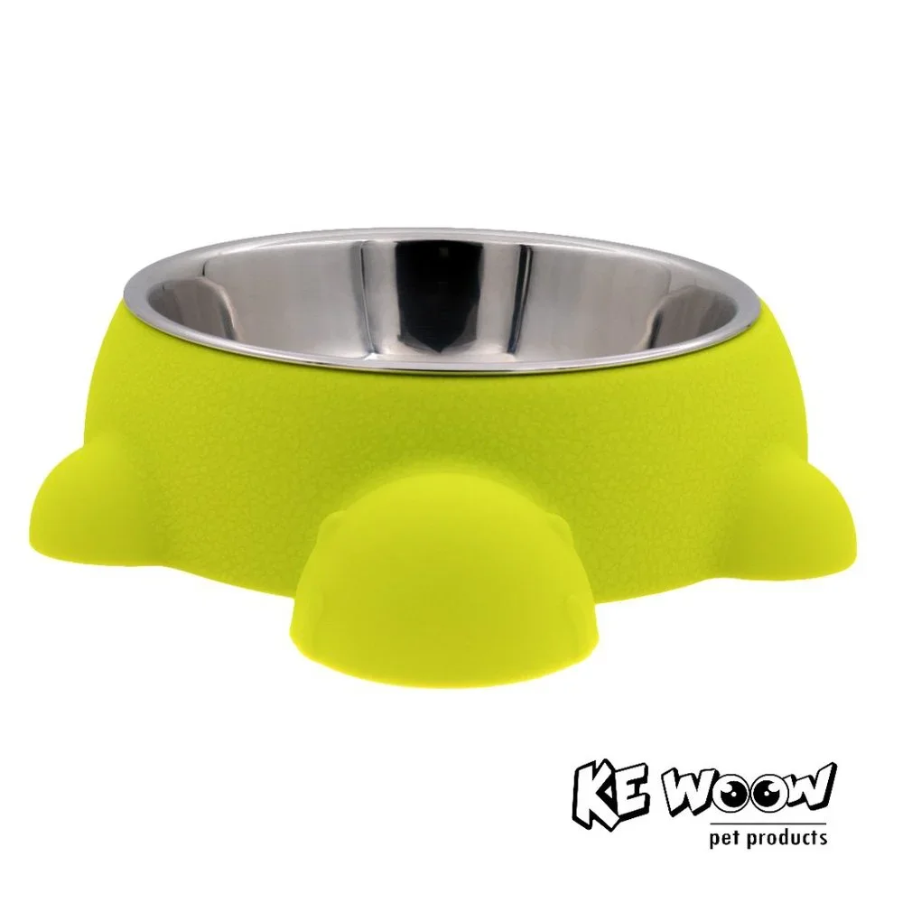 Turtle shape pet food or water bowl, Silicone and Stainless Steel